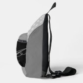 Script Typografy Black Gray White Monogram Crossbody Bag (Rechts)