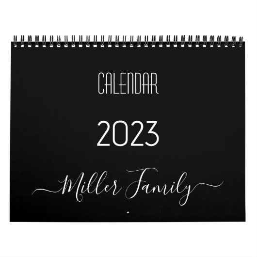 Script Typografy Family Name Black & White 2023 Kalender (Titelbild)