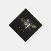 Script Typografy Imitate Gold Feather Bohemisch Serviette (Ecke)