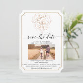Script Typografy Liebe in Air Gold Save the Date Einladung (Stehend Vorderseite)