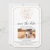 Script Typografy Liebe in Air Gold Save the Date Einladung (Vorderseite)