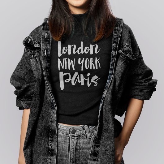 Script Typografy - London, New York, Paris T-Shirt