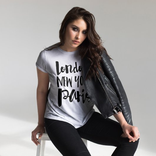Script Typografy - London, New York, Paris T-Shirt