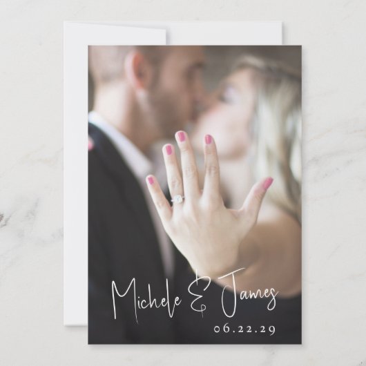 Script Typografy Minimal Wedding Verlobung Einladung (Rückseite)