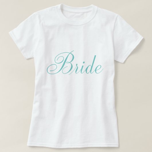 Script Typografy Mint Green "Bride" T-Shirt (Design vorne)