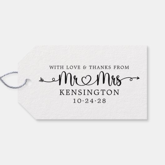 Script Typografy Personalisiert Mr. Wedding Geschenkanhänger (Rückseite Horizontal)