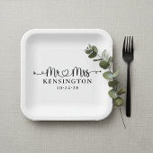 Script Typografy Personalisiert Mr. Wedding Pappteller