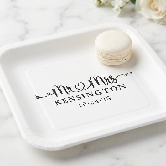 Script Typografy Personalisiert Mr. Wedding Pappteller