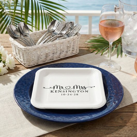 Script Typografy Personalisiert Mr. Wedding Pappteller