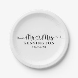 Script Typografy Personalisiert Mr. Wedding Pappteller