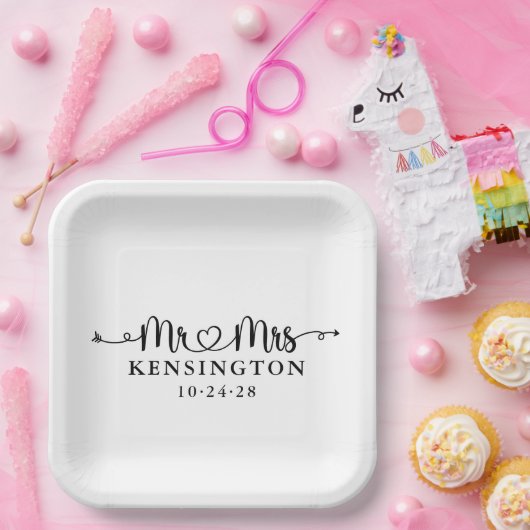 Script Typografy Personalisiert Mr. Wedding Pappteller (Party)