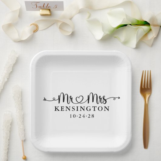 Script Typografy Personalisiert Mr. Wedding Pappteller (Hochzeit)