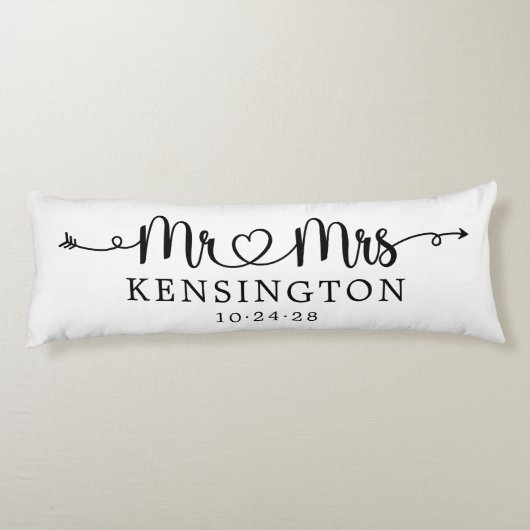 Script Typografy Personalisiert Mr. Wedding Seitenschläferkissen (Rückseite)