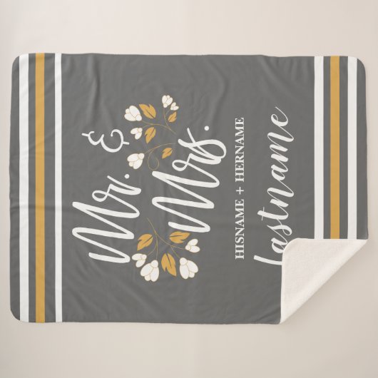 Script Typografy Personalisiert Mr. Wedding Sherpadecke (Vorderseite (Horizontal))