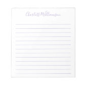 Script Typografy Personalisiert Name Lilac Lined Notizblock (Vorderseite)