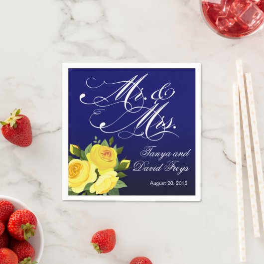 Script Typografy Rose Floral Marine Serviette (Beispiel)