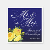 Script Typografy Rose Floral Marine Serviette (Vorderseite)