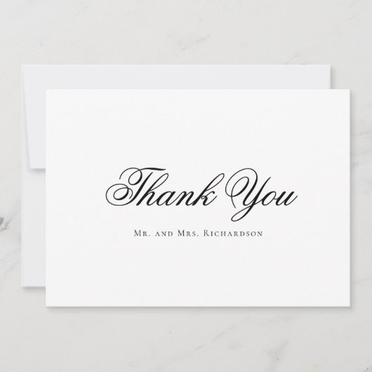 Script Typografy Schwarz-weiß Wedding Foto Dankeskarte (Vorderseite)