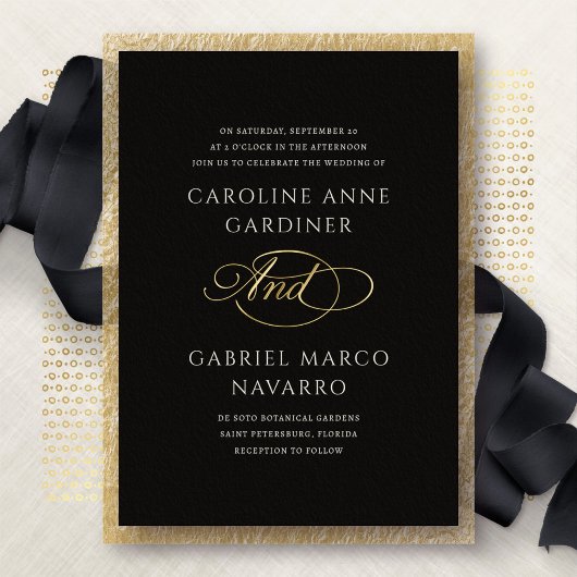 Script Typography Contemporary Wedding Folieneinladung