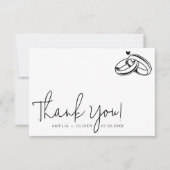 Script Typography Couple Rings Modern Wedding Dankeskarte (Vorderseite)