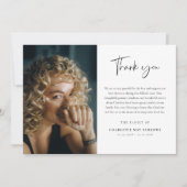 Script Typography Custom Photo & Message Sympathy Dankeskarte (Vorderseite)