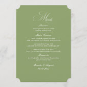 Script Typography Sage Green Wedding Menu Card Einladung (Vorderseite)