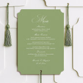 Script Typography Sage Green Wedding Menu Card Einladung