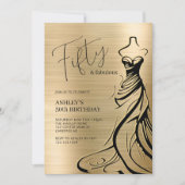 Script Typograpy Fifty & Fabulous Geburtstag Einladung (Vorderseite)