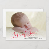 Script Valentins Foto Geburtserklärung Feiertagskarte (Vorne/Hinten)