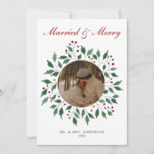 Script Verheiratet & Merry Newlywed Foto Feiertagskarte (Vorderseite)