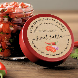 Script Vintage Kraft Homemade Tomato Salsa Label Runder Aufkleber