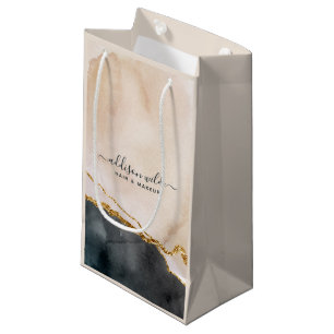 Script Wasserfarbe Pink Schwarz Gold Marmor Geschä Kleine Geschenktüte