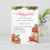 Script Watercolor Berry sweet Baby shower Einladung (Stehend Vorderseite)