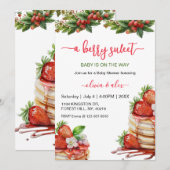 Script Watercolor Berry sweet Baby shower Einladung (Vorne/Hinten)