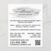 Script Watercolor Grau Pinselstrich Makeup Artist Flyer (Vorne)