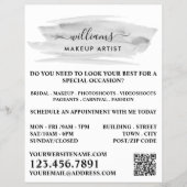Script Watercolor Grau Pinselstrich Makeup Artist Flyer (Vorne)