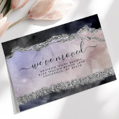 Script Watercolor Lila Black Silver Moving Ankündigungspostkarte