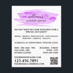 Script Watercolor Lila Pinselstrich Makeup Artist Flyer<br><div class="desc">Script Watercolor Lila Pinselstriche machen Künstlerwerbung zum Flyer vom Business Card Store.</div>