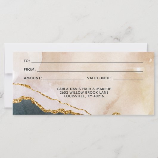 Script Watercolor Pink Black Gift Certificate (Rückseite)