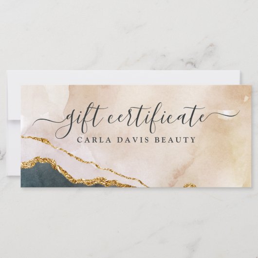 Script Watercolor Pink Black Gift Certificate (Vorderseite)