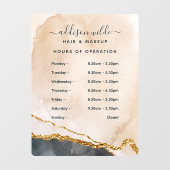 Script Watercolor Pink Black Gold Geschäftszeiten Fensteraufkleber (Blatt)