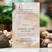 Script Watercolor Pink Black Gold Marmor Business Empfehlungskarte