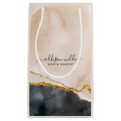 Script Watercolor Pink Black Gold Marmor Business Kleine Geschenktüte (Vorderseite)