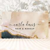 Script Watercolor Pink Black Gold Marmor QR Code Visitenkarte