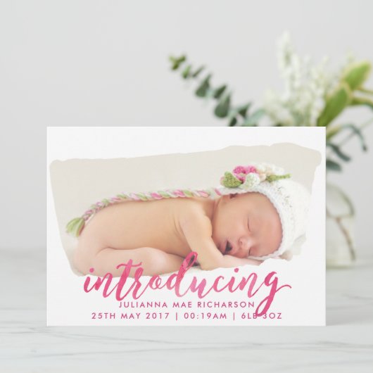 Script Watercolor Pinselstriche Schlaganfall Gebur Ankündigung (Stehend Vorderseite)