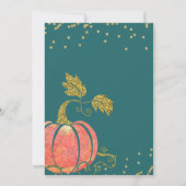 Script Watercolor Pumpkin Glitzer Fall Baby Dusche Einladung (Rückseite)