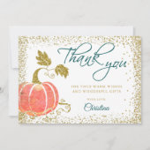 Script Watercolor Pumpkin Glitzer Fall Danke (Vorderseite)