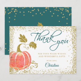 Script Watercolor Pumpkin Glitzer Fall Danke