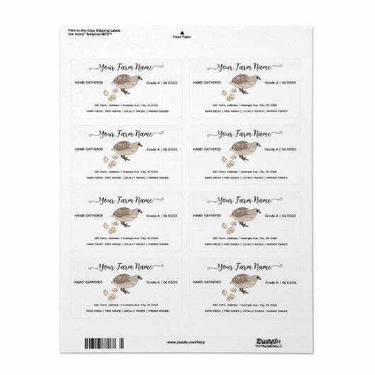 Script watercolor quail egg labels (Vorne)