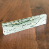 Script Watercolor Sage green Gold  Namensplakette (Seite)